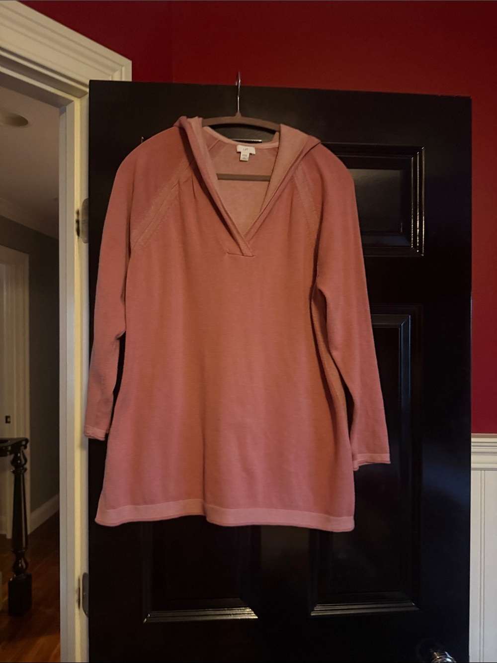 J. Jill Dusty Rose Hooded Knit Tunic Sweater